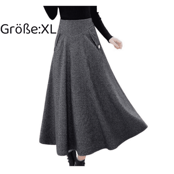 1PCS High Waist Slim Plaid Woolen Skirt-Gray Plaid-M