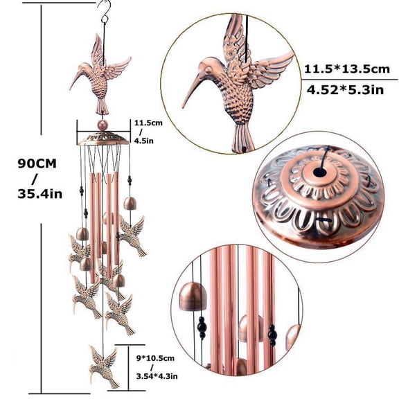 1PCS Hummingbirds Wind Chimes for Outside, Unique Decor for Mom, Grandma,Outdoor Windchimes for Lawn, Porch, Patio, Yard, Christmas