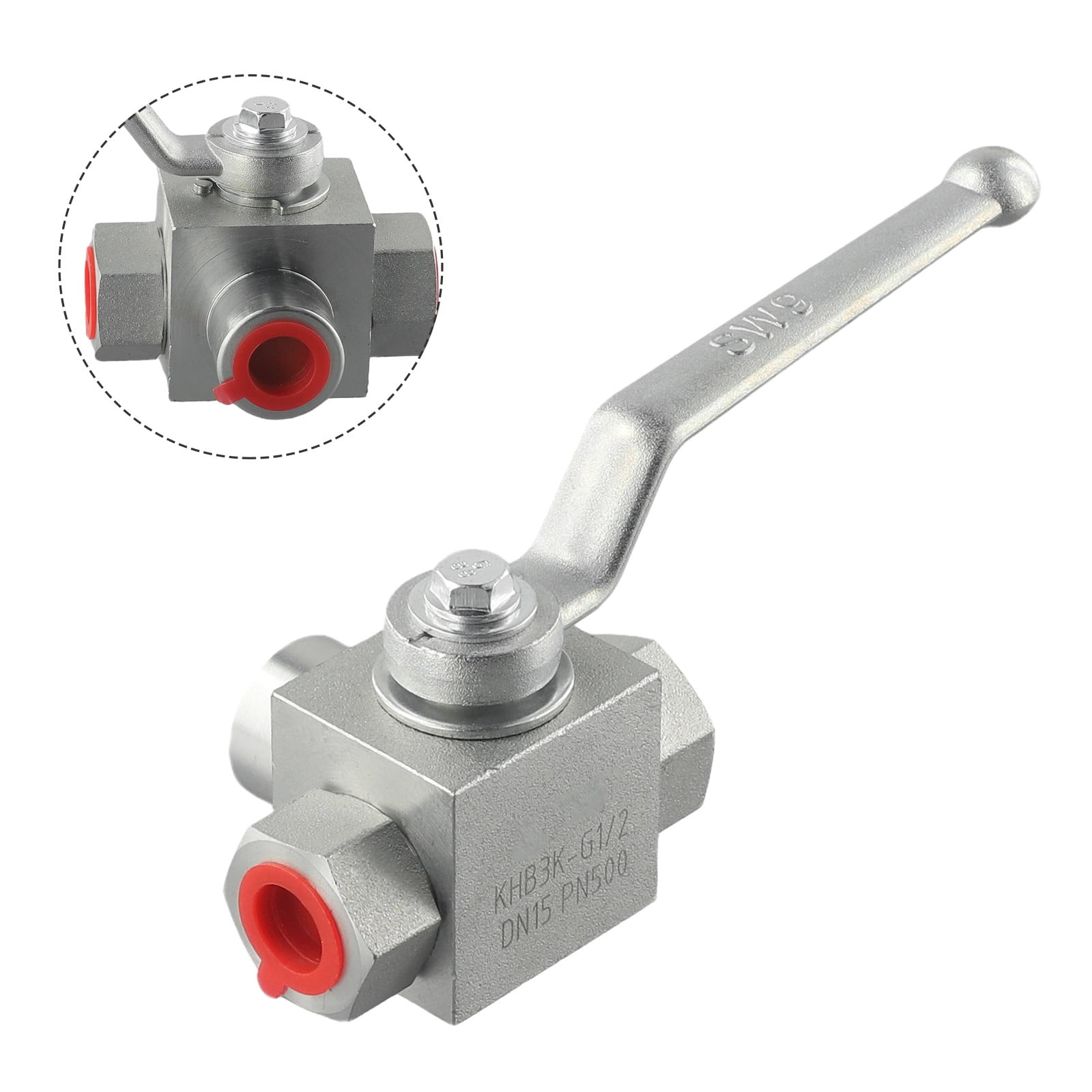 Vanne Hydraulique 3 Voies Haute Pression 500 Bar - Filetage BSP G3/8, Acier Carbone, Pour Eau, Huile, Gaz - 9