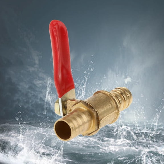1PCS In-Line Brass Ball Valve  10mm Male/Male Water Air Gas Fuel Shutoff, Self-Locking Lever Handle for Residential & Commercial Use