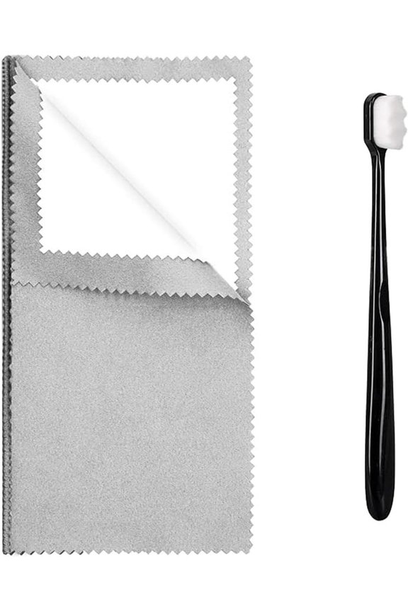 1PCS Jewelry Cleaning Cloth, Silver Polishing Cloth Jewelry,1 PCS Ultra-Soft Brushes (Wave) for Cleaning Gold, Diamonds, Platinum, Gemstones, Coins (Black)