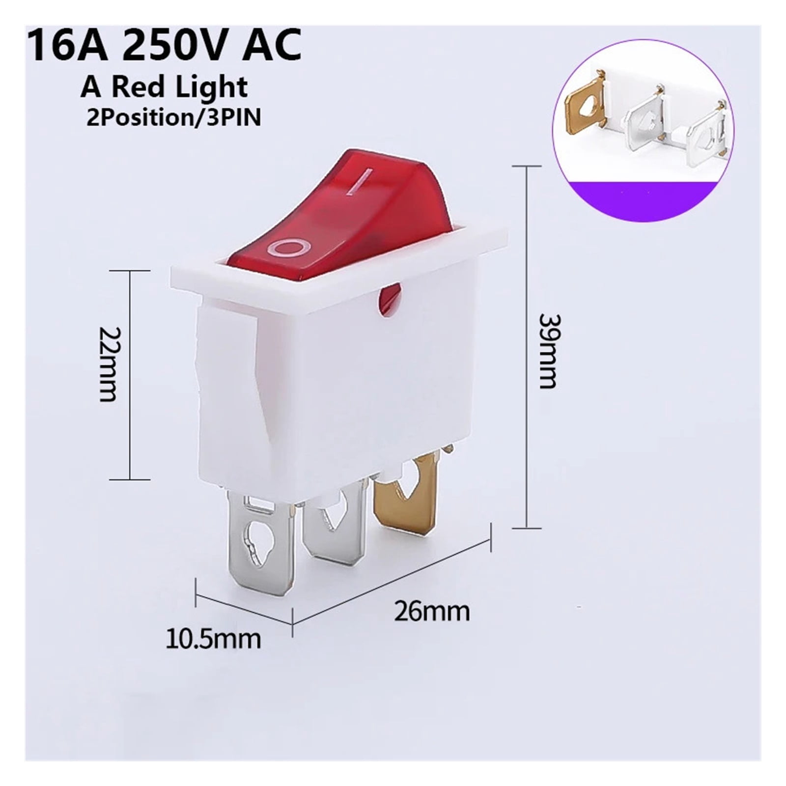 1PCS KCD3 Rocker Switch ON-OFF ON-OFF-ON 2 Position 3Pins Electrical equipment With Light Power Switch 16A 250V / 20A 125V AC
