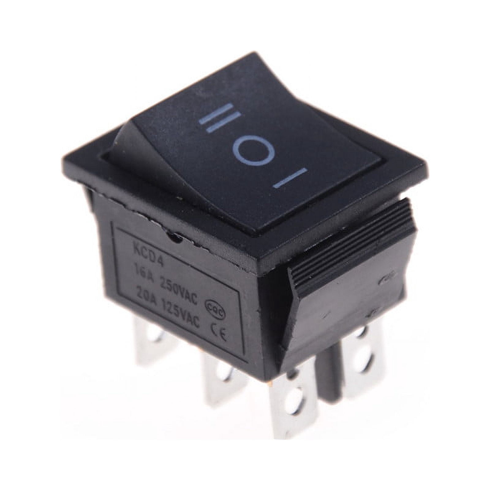 Kcd4 Rocker Switch 1PCS KCD4 Rocker Switch Black DPDT ON/OFF/ON 6 PIN 16A/250VAC 20A ...