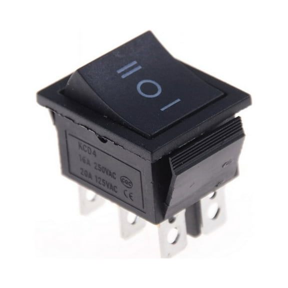 1PCS KCD4 Rocker Switch Black DPDT ON/OFF/ON 6 PIN 16A/250VAC 20A/125VAC