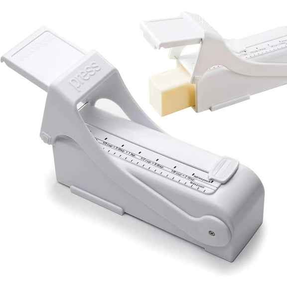 1PCS Kitchen Butter Cutter Slicer  Easy Press Stick Butter Dispenser with Built-in Measuring Scale, White 6.3*1.97 inch