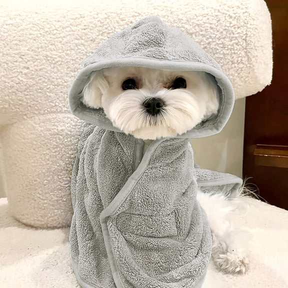 1PCS L Size Ultra-Soft Quick-Dry Pet Bathrobe for Small & Medium Dogs & Cats - All-Season Lightweight Design with Safety Closure, Easy-Button Entryway, Machine