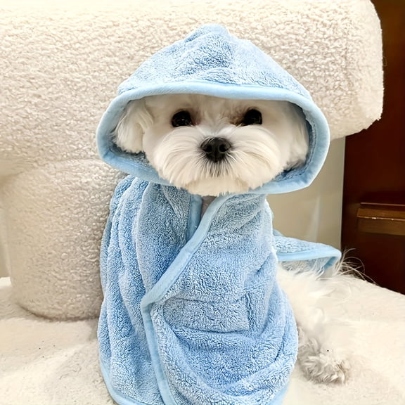 1PCS L Size Ultra-Soft Quick-Dry Pet Bathrobe for Small & Medium Dogs & Cats - All-Season Lightweight Design with Safety Closure, Easy-Button Entryway, Machine