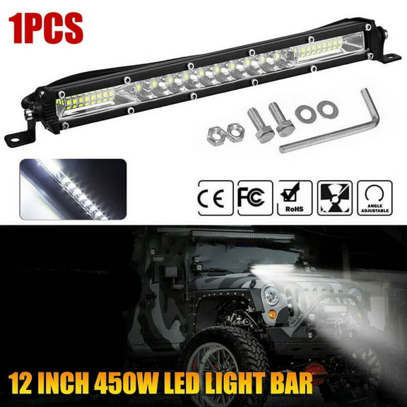 1PCS LED Lighr Bar 12 Inch 78W Spot Flood Combo LED Work Light White Head Lamp Driving OffRoad Waterproof Lights compatible Fit For Jeep Kia Land Rover Lexus