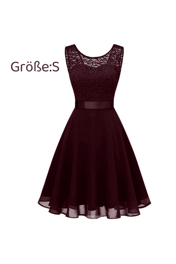 1PCS Lace Hepburn Skirt-Maroon-S