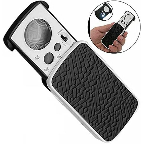 1PCS Loupe Magnifier, 30X 60X 90X lide Out Pocket Magnifying Glass for Identifying Type Jewelry Diamonds Gems Coins Stamps Rocks Watches Antiques Models Photos