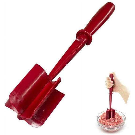 1PCS Meat Chopper, Hamburger Chopper, Professional Multifunctional Heat Resistant Nylon Ground Beef Smasher Kitchen Tools for Potato Fruits Vegetable, Safe For Non-Stick Cookware(Red)