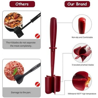 1PCS Meat Chopper, Hamburger Chopper, Professional Multifunctional Heat Resistant Nylon Ground Beef Smasher Kitchen Tools for Potato Fruits Vegetable, ​Safe For Non-Stick Cookware(Green)