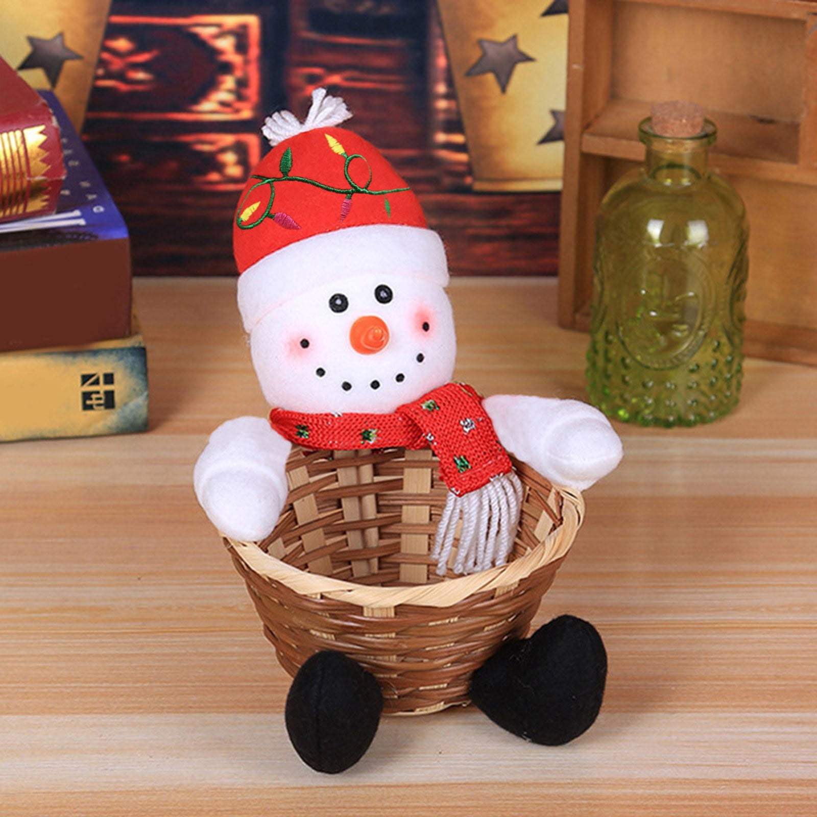 1PCS Merry Christmas Candy Storage Basket Decoration Santa Snowman