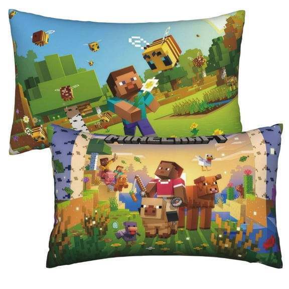 1PCS For Minecraft Games Themed Character Pillowcases, 20x30 Inch Double-Sided Design Pillow Cases with Hidden Zipper, Soft Breathable Fabric for Lounge Decor and Comfort Pillowcases