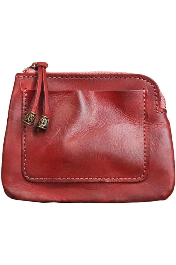 1PCS Mini Coin Purse for Women Zipper Leather Coin Purse Leather Change Purse Coin Purse for Coins and Various Cards Leather Coin Pouch (Yellow)