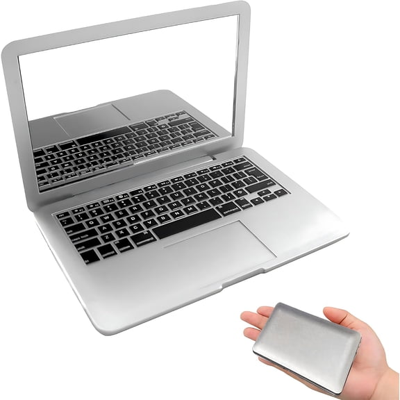 1PCS Mini Laptop-Shaped Portable Mirror, Folding Travel Mirror for Desk or Handbag, Fun Small Ornament and Compact Mirror Gift for Friends