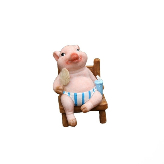 1PCS Miniature Pig Figurines - Funny Pig Sculpture for Shelf, Desk Decoration - Pig Desk Accessories,Style 2