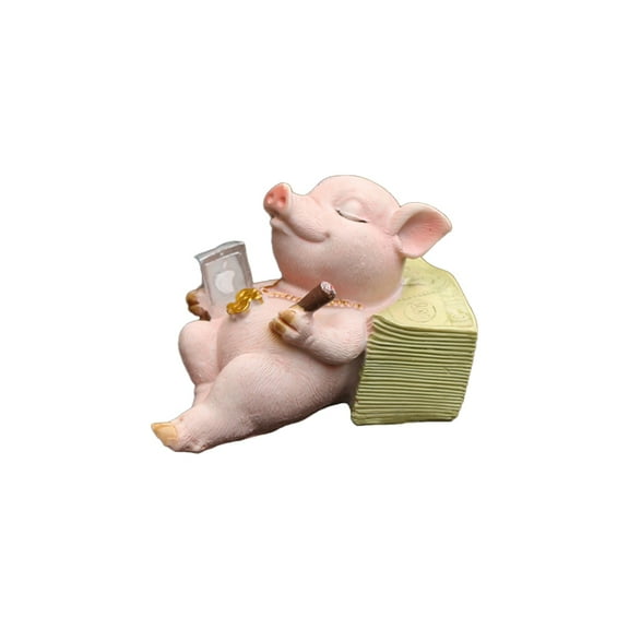 1PCS Miniature Pig Figurines - Funny Pig Sculpture for Shelf, Desk Decoration - Pig Desk Accessories,Style 3