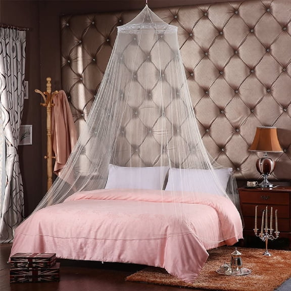 1PCS Mosquito Nets, Insect Bug Protection Bed Canopy Elegant Lace Hanging Curtain, Ideal for Home Travel (White)
