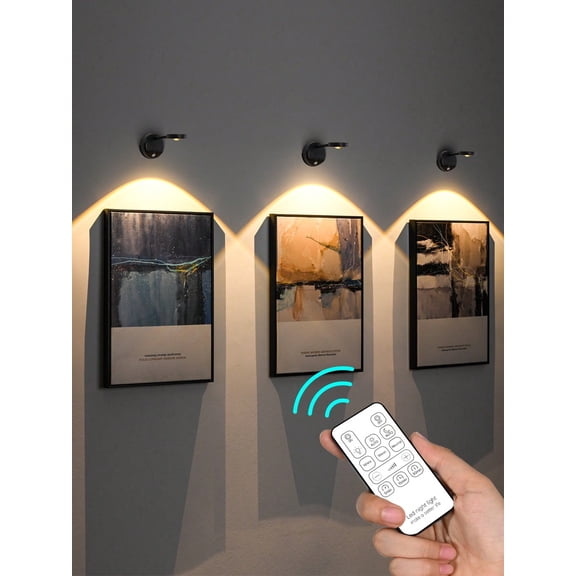 1PCS Motion Sensor Spotlight With Remote Control USB Rechargeable Acrylic Lampshade Plastic Semi Recessed Detachable Spotlight Battery Powered 1200mAh Lithium Battery In