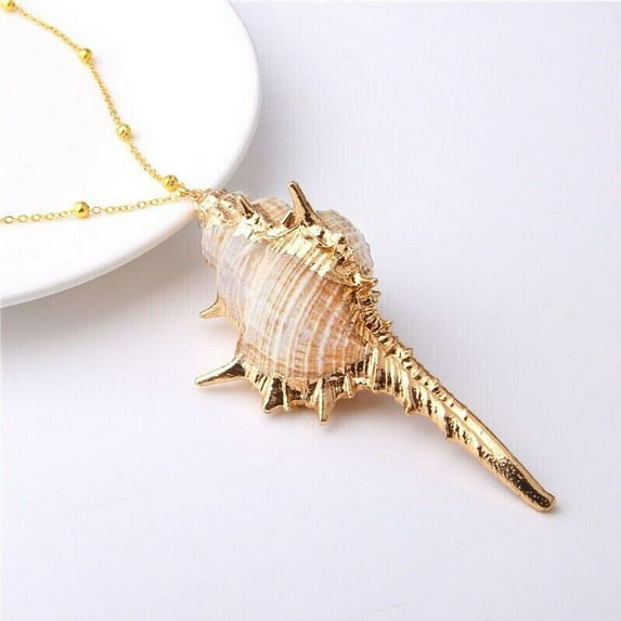 1PCS Natural Conch Seashell Necklace Mermaid Jewelry Beach Nautical Gold Gift
