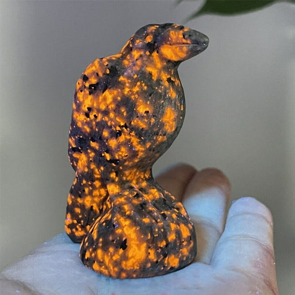 1PCS Natural Yooperlite Crow Skull Quartz Crystal Skull Carved Figurines Gem 2.4"