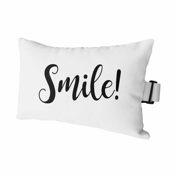 1PCS Outdoor Pillow for Chaise Lounge Chair Abstract Art Smile Text Waterproof Headrest Cushion with Insert Black Quote White Adjustable Lumbar Pillow for Beach Patio Poolside Office,11x16in
