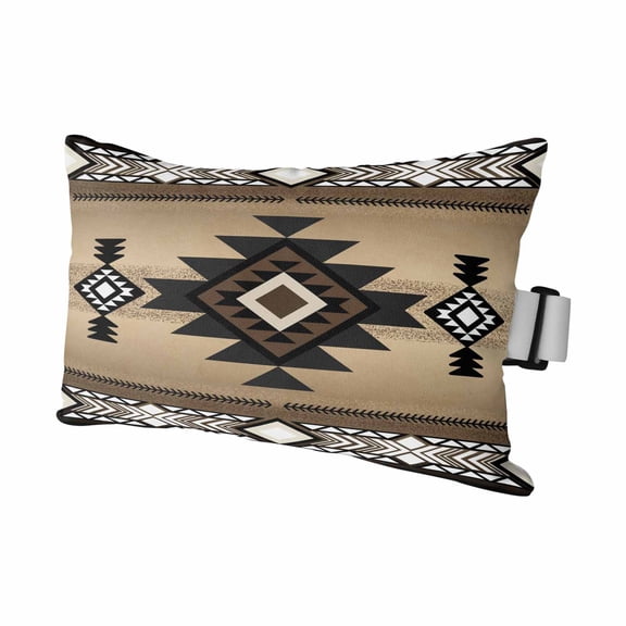1PCS Outdoor Pillow for Chaise Lounge Chair Abstract Boho Brown Geometric Pattern Waterproof Headrest Cushion with Insert Retro Southwest Theme Adjustable Lumbar Pillow for Beach Patio,11x16in