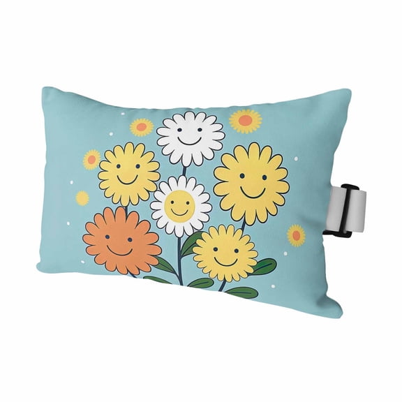 1PCS Outdoor Pillow for Chaise Lounge Chair Abstract Flower Sketch Smile Face Waterproof Headrest Cushion with Insert Floral Texture Polka Dot on Teal Adjustable Lumbar Pillow for Beach Patio,11x16in