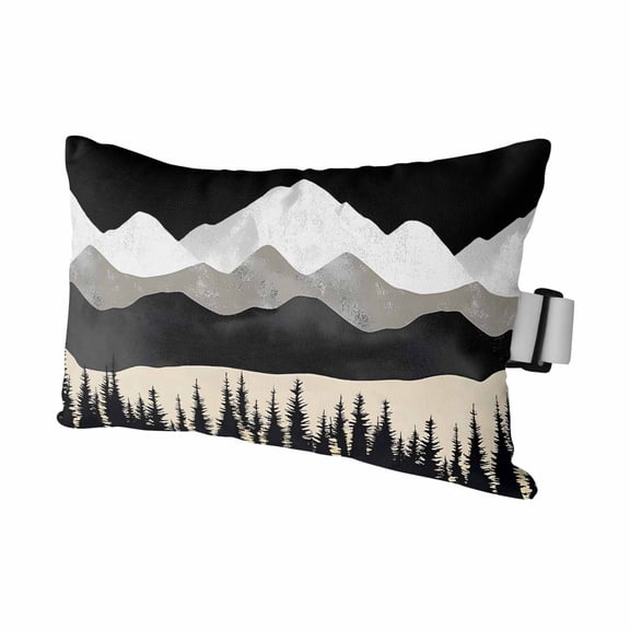 1PCS Outdoor Pillow for Chaise Lounge Chair Abstract Forest Mountain Pine Tree Waterproof Headrest Cushion with Insert Retro Peaks Landscape Adjustable Lumbar Pillow for Beach Patio Office,11x16in