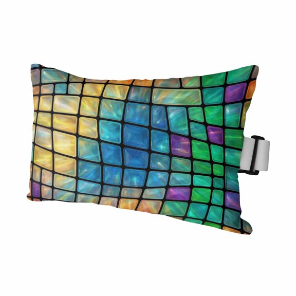 1PCS Outdoor Pillow for Chaise Lounge Chair Abstract Glass Mosaic Pattern Waterproof Headrest Cushion with Insert Modern Aesthetic Art Adjustable Lumbar Pillow for Beach Patio Poolside Office,11x16in