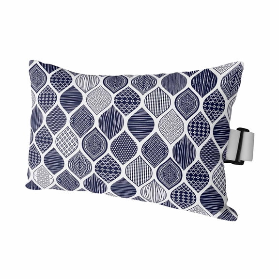 1PCS Outdoor Pillow for Chaise Lounge Chair Blue Moroccan Geometric Pattern Waterproof Headrest Cushion with Insert Traditional Ethnic Style Adjustable Lumbar Pillow for Beach Patio Poolside,11x16in