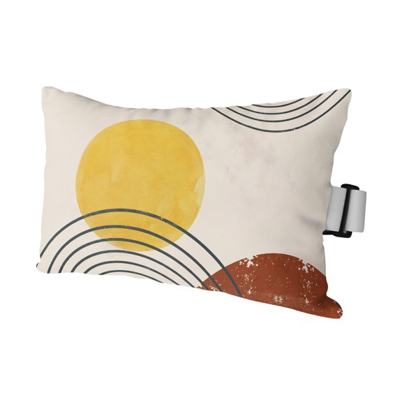 1PCS Outdoor Pillow for Chaise Lounge Chair Boho Sun Arch Stripe Waterproof Headrest Cushion with Insert Modern Minimalist Style Adjustable Lumbar Pillow for Beach Patio Poolside Office,11x16in