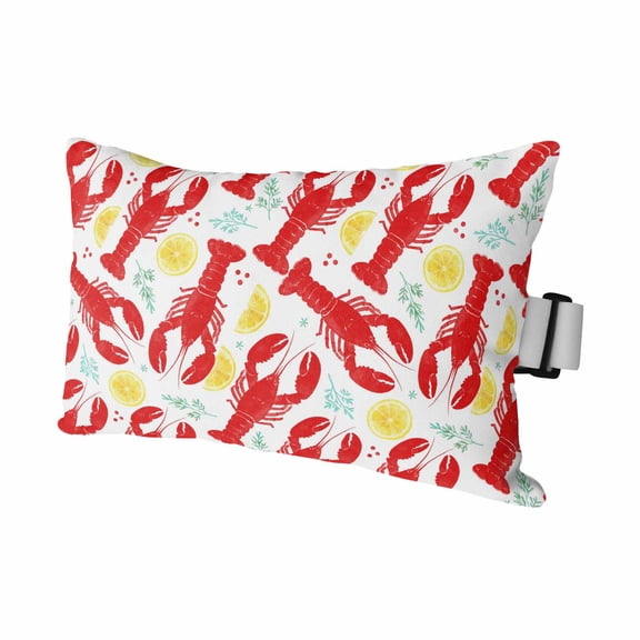 1PCS Outdoor Pillow for Chaise Lounge Chair Bright Red Lobster Waterproof Headrest Cushion with Insert Fruit Yellow Lemon Slices Adjustable Lumbar Pillow for Beach Patio Poolside Office,11x16in