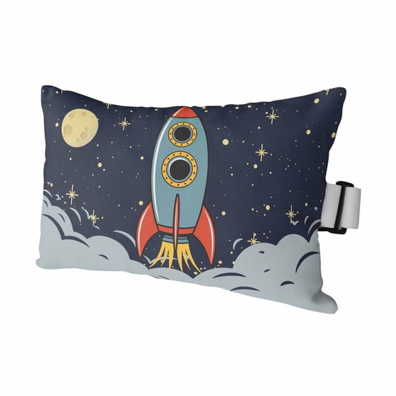 1PCS Outdoor Pillow for Chaise Lounge Chair Cartoon Space Rocket Launch Stars and Moon Waterproof Headrest Cushion with Insert Outer Planet Adjustable Lumbar Pillow for Beach Patio Poolside Office