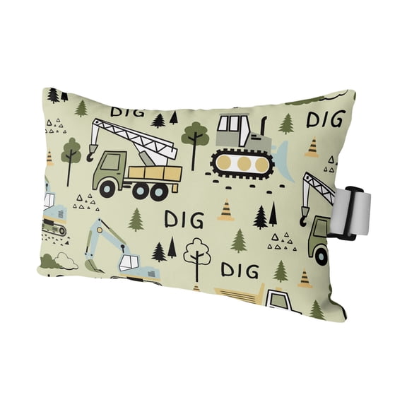 1PCS Outdoor Pillow for Chaise Lounge Chair Cartoon Tractor Green Digger Shovel Waterproof Headrest Cushion with Insert Cute Truck Car Themed Adjustable Lumbar Pillow for Beach Patio Office,11x16in