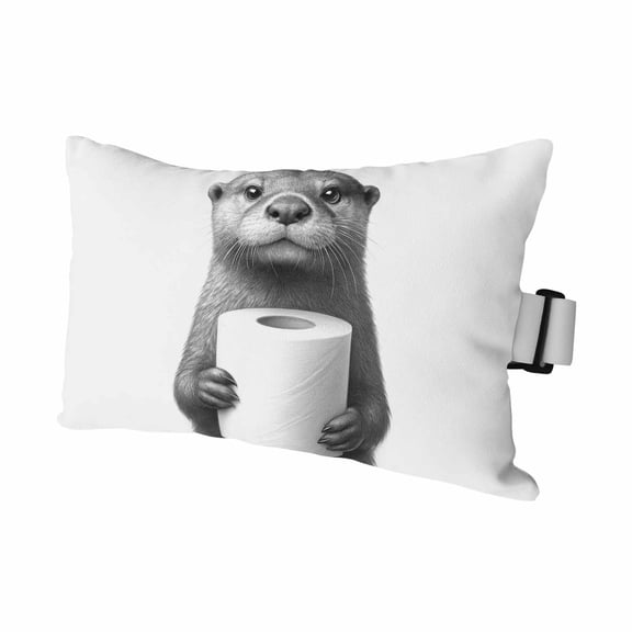 1PCS Outdoor Pillow for Chaise Lounge Chair Funny Grey Otters Rolls Toilets Waterproof Headrest Cushion with Insert Abstract Art Adjustable Lumbar Pillow for Beach Patio Poolside Office,11x16in