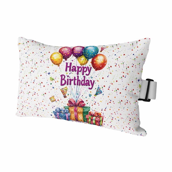 1PCS Outdoor Pillow for Chaise Lounge Chair Happy Birthday Gifts Balloon Waterproof Headrest Cushion with Insert Firework Celebration Adjustable Lumbar Pillow for Beach Patio Poolside Office,11x16in