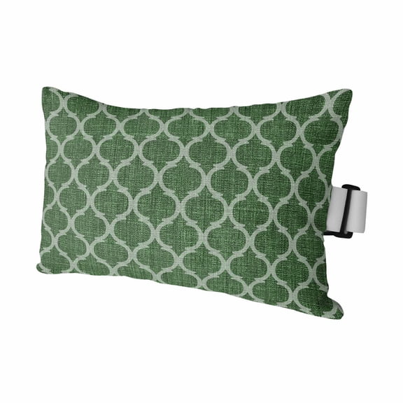 1PCS Outdoor Pillow for Chaise Lounge Chair Moroccan Dark Green Geometric Waterproof Headrest Cushion with Insert Medieval Ethnic Pattern Adjustable Lumbar Pillow for Beach Patio Poolside Office