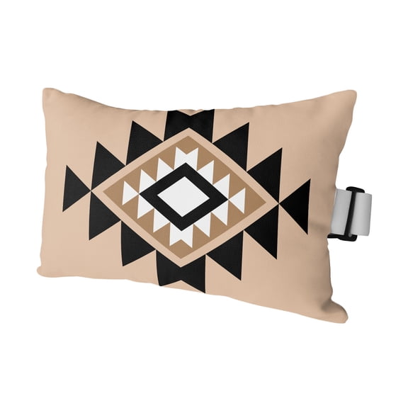 1PCS Outdoor Pillow for Chaise Lounge Chair Retro Aztec Tribal Pattern Waterproof Headrest Cushion with Insert Abstract Geometric Art on Brown Adjustable Lumbar Pillow for Beach Patio,11x16in