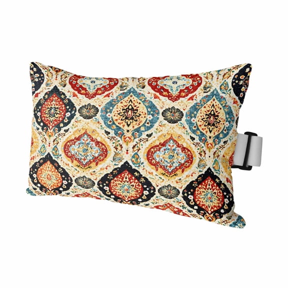 1PCS Outdoor Pillow for Chaise Lounge Chair Retro Boho Moroccan Geometric Waterproof Headrest Cushion with Insert Vintage Terracotta Art Adjustable Lumbar Pillow for Beach Patio Poolside Office