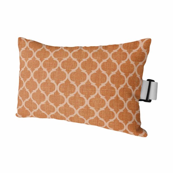1PCS Outdoor Pillow for Chaise Lounge Chair Retro Moroccan Orange Geometric Waterproof Headrest Cushion with Insert Medieval Ethnic Pattern Adjustable Lumbar Pillow for Beach Patio Poolside,11x16in