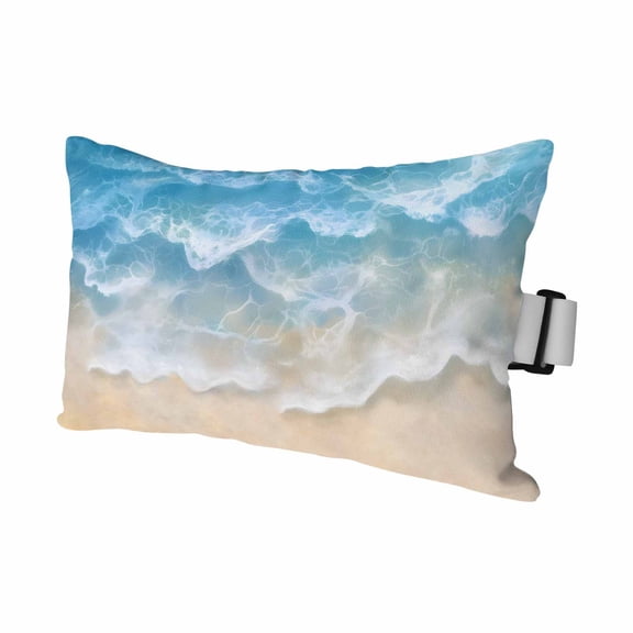 1PCS Outdoor Pillow for Chaise Lounge Chair Seaside Beach Blue Waves Waterproof Headrest Cushion with Insert Summer Ocean Nautical Theme Adjustable Lumbar Pillow for Beach Patio Poolside Office