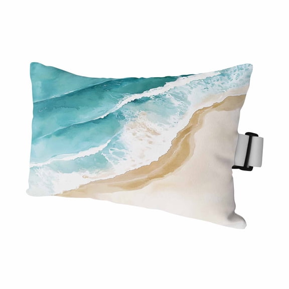 1PCS Outdoor Pillow for Chaise Lounge Chair Summer Nautical Beach Seaside Waterproof Headrest Cushion with Insert Abstract Coastal Ocean Theme Adjustable Lumbar Pillow for Beach Patio Poolside Office
