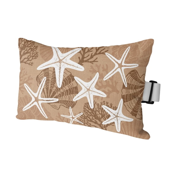 1PCS Outdoor Pillow for Chaise Lounge Chair Summer Ocean Starfish Shell Waterproof Headrest Cushion with Insert Coastal Abstract Shell Adjustable Lumbar Pillow for Beach Patio Poolside Office,11x16in