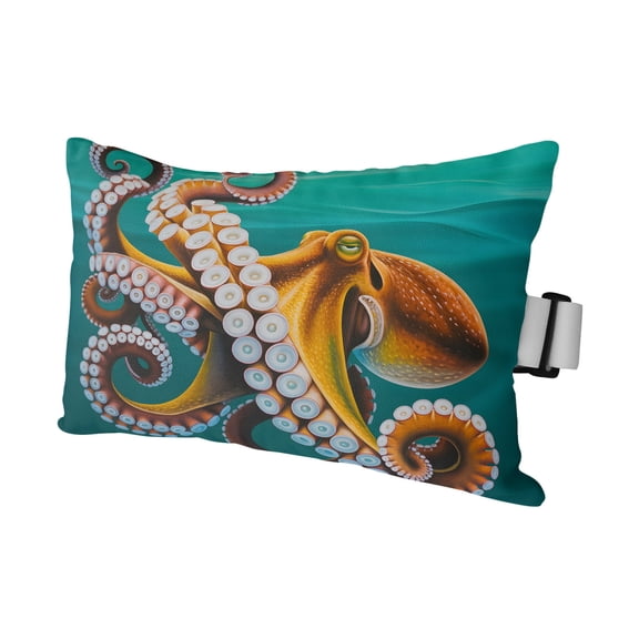 1PCS Outdoor Pillow for Chaise Lounge Chair Watercolor Ocean Squid Waterproof Headrest Cushion with Insert Abstract Marine Life Adjustable Lumbar Pillow for Beach Patio Poolside Office,11x16in