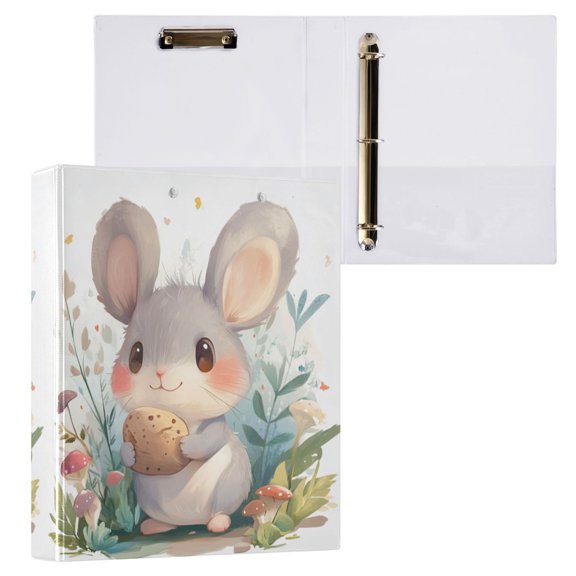 1PCS PVC Hard D-Ring 3 Hole Folder Multifunctional Writing Board File Binder Adorable Mouse