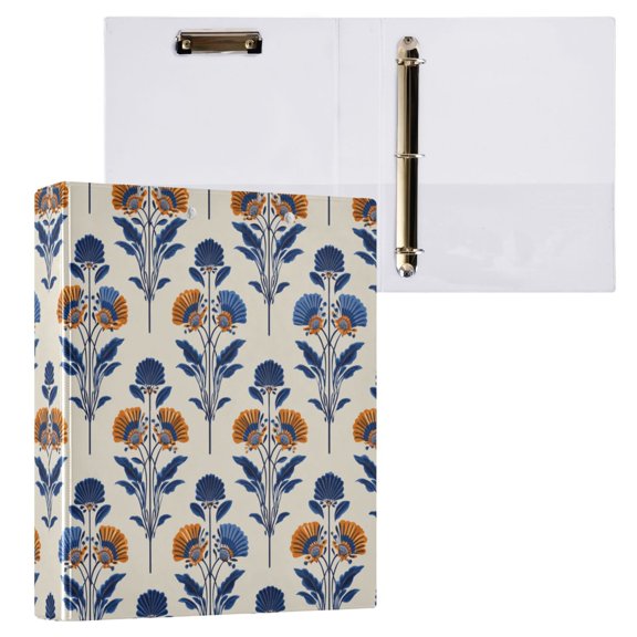 1PCS PVC Hard D-Ring 3 Hole Folder Multifunctional Writing Board File Binder Art Deco Pattern