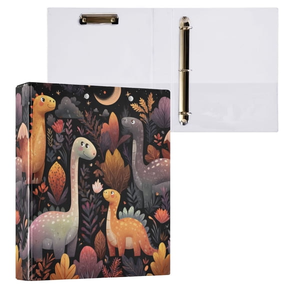1PCS PVC Hard D-Ring 3 Hole Folder Multifunctional Writing Board File Binder Autumn Dinosaur Pastel Setting