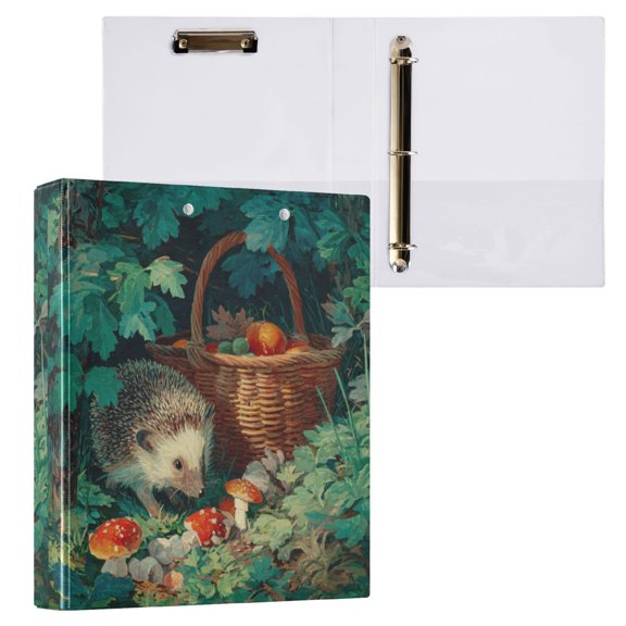 1PCS PVC Hard D-Ring 3 Hole Folder Multifunctional Writing Board File Binder Beautiful Cute Hedgehog